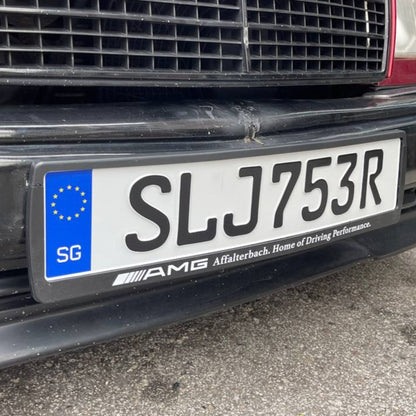 Euro Font Embossed Number Plate White/Yellow [LTA NON COMPLIANT]