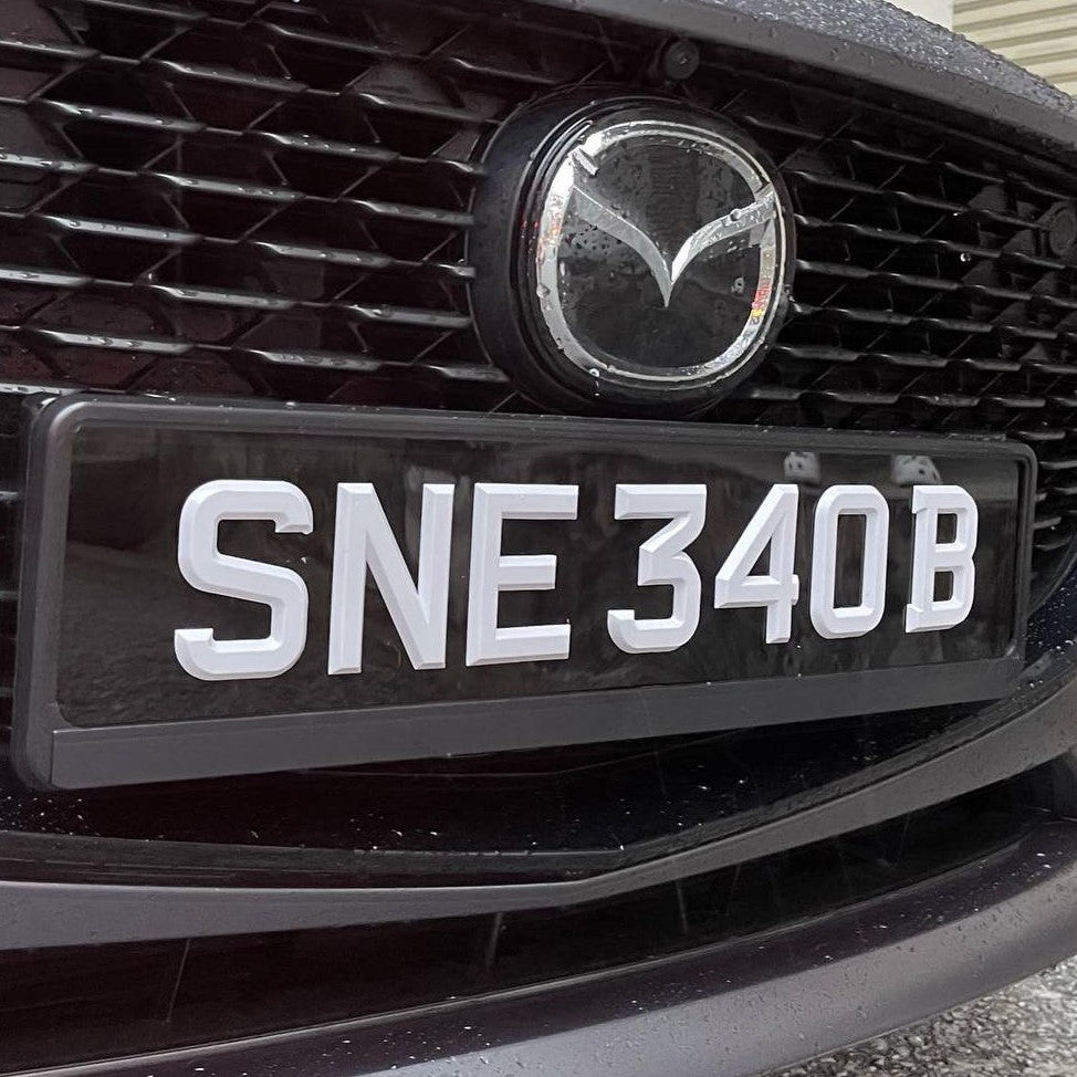 3D Gloss White Number Plate  [LTA COMPLIANT]
